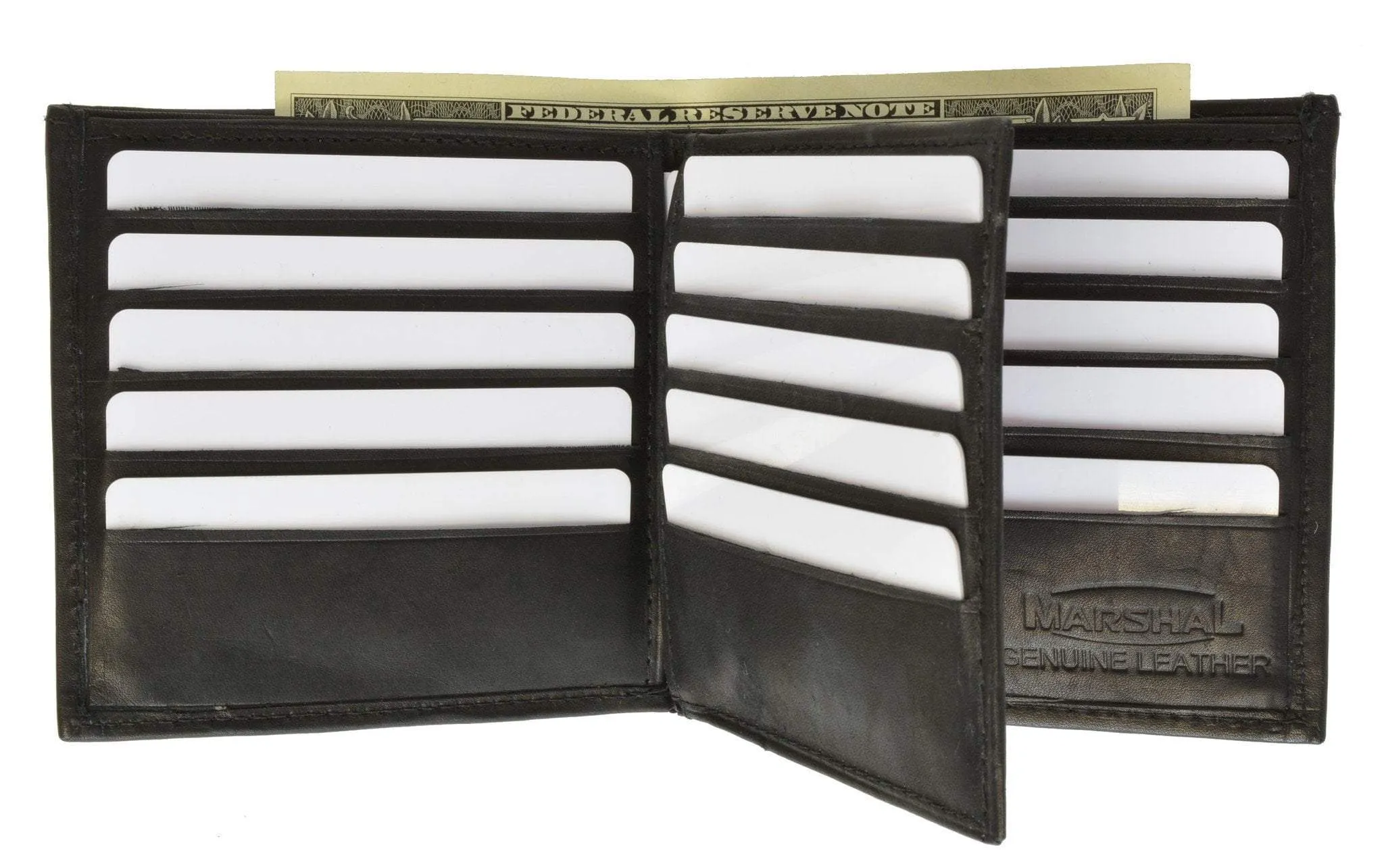 Mens Wallet with 15 Credit Card Slots Genuine Leather 501