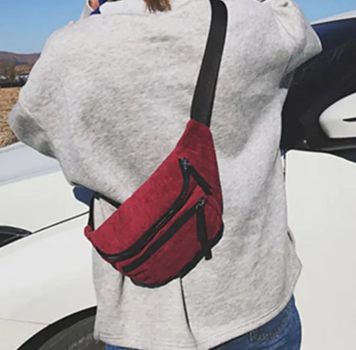 Men's/Women's Casual Sport Canvas Waist Bag | Unisex Zipper Chest Bag