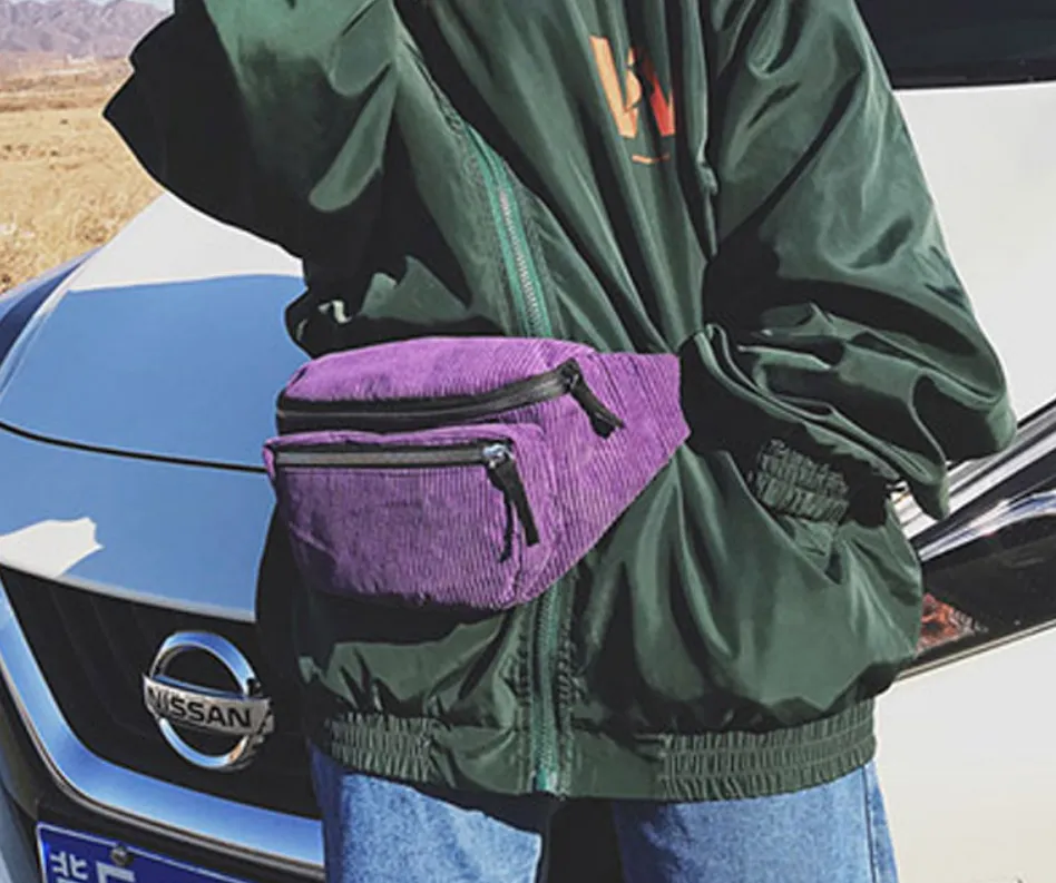 Men's/Women's Casual Sport Canvas Waist Bag | Unisex Zipper Chest Bag