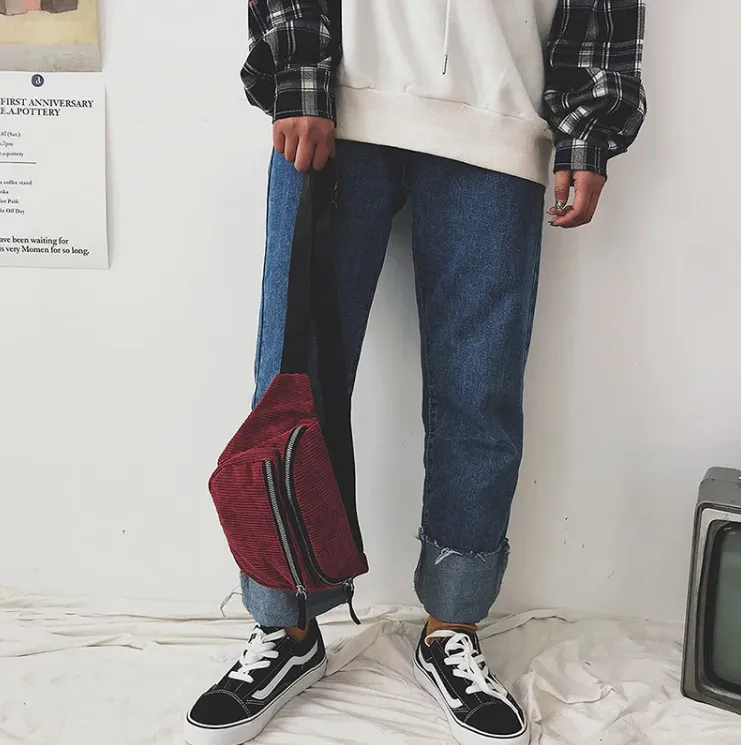 Men's/Women's Casual Sport Canvas Waist Bag | Unisex Zipper Chest Bag