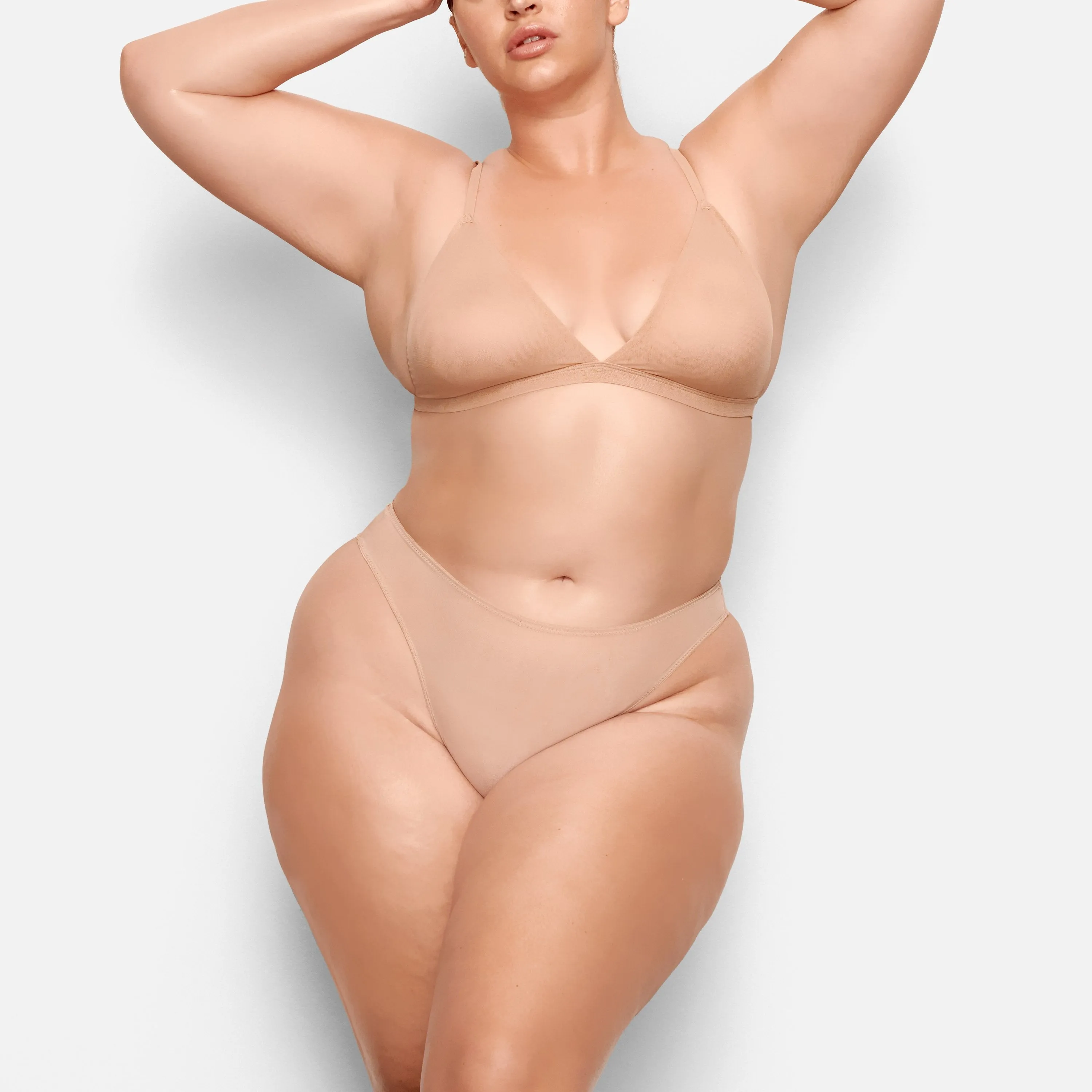 MESH TRIANGLE BRALETTE | CLAY