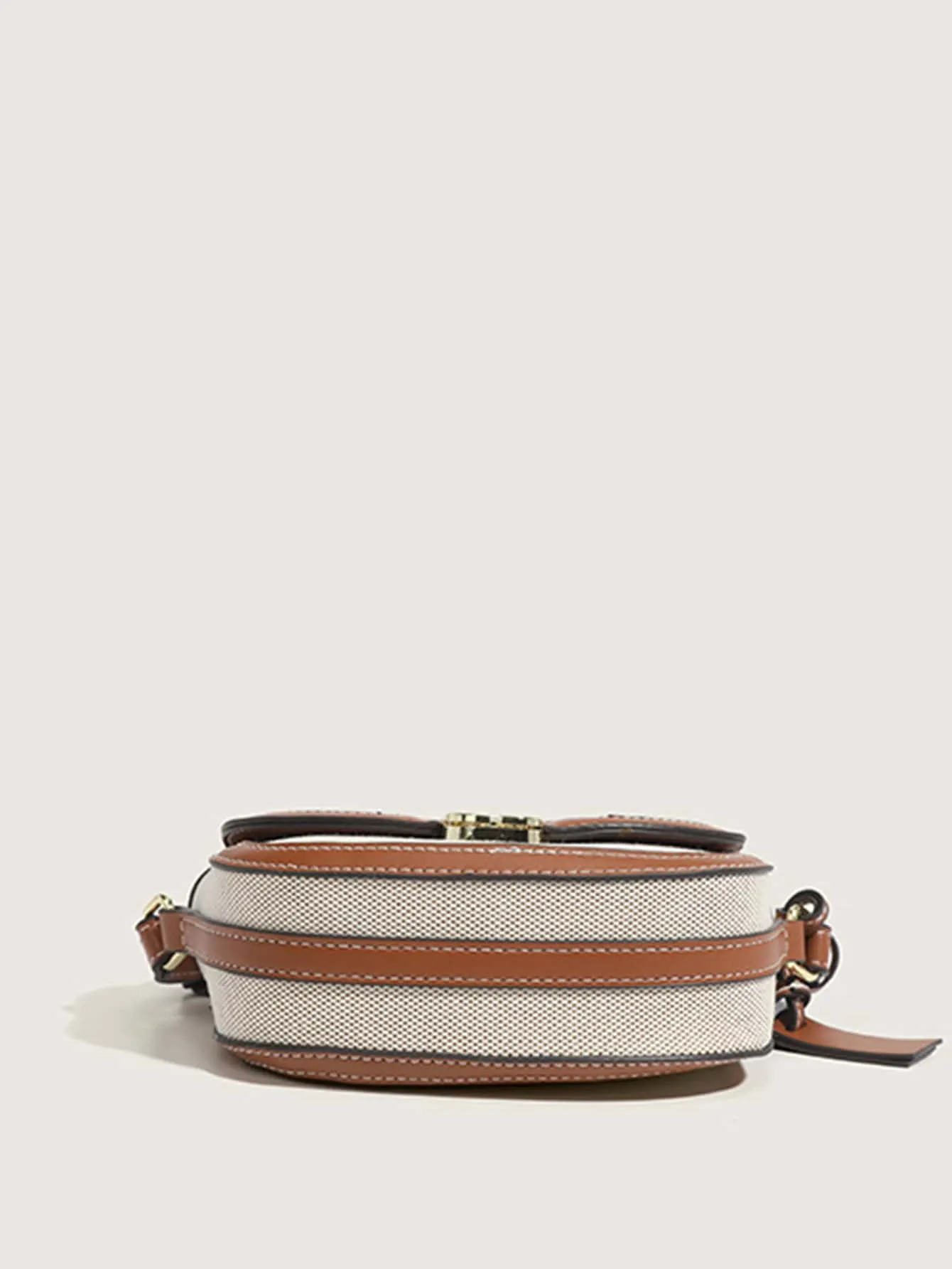 Metal Decor Saddle Bag Contrast Binding Flap Mini Stitching Saddle Bag