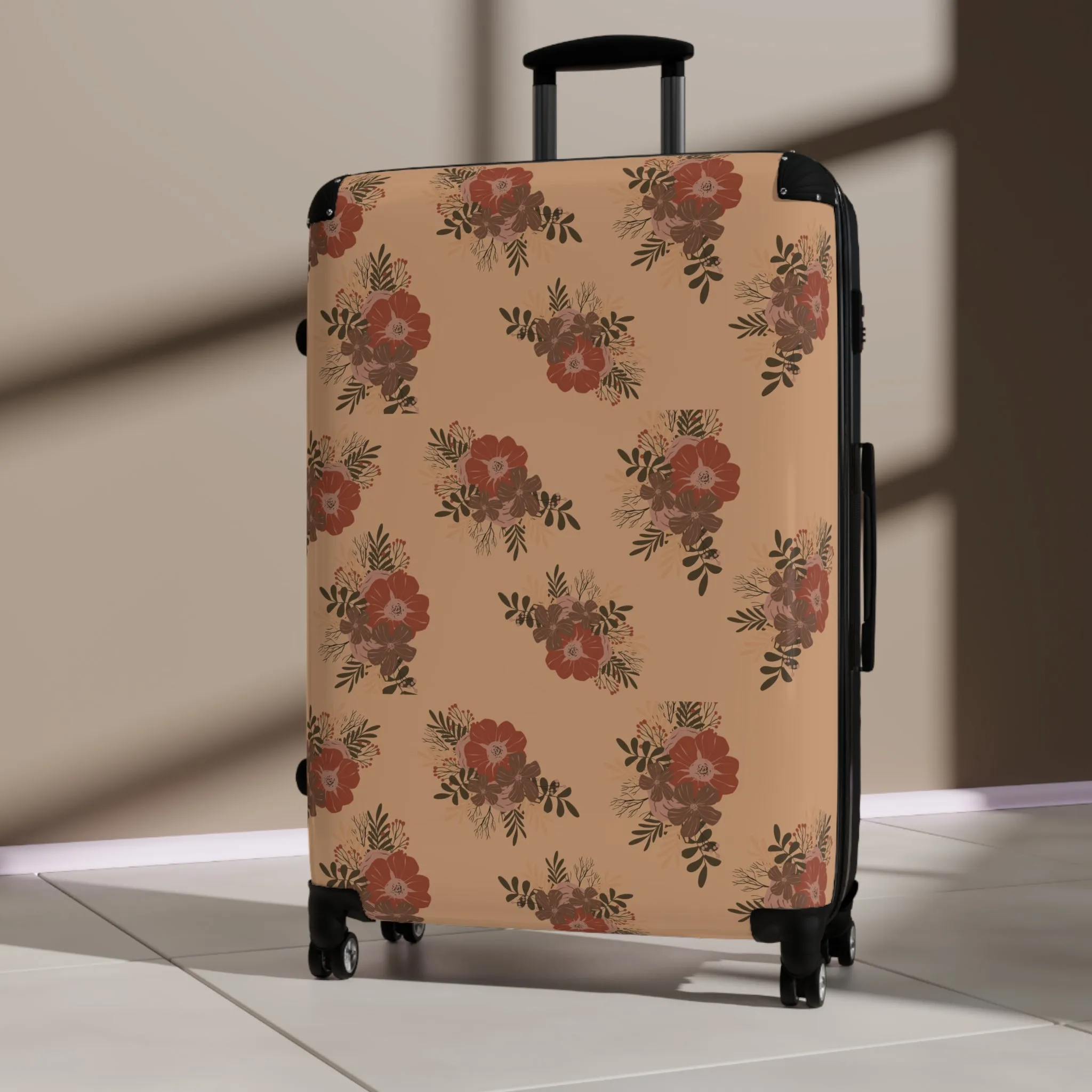 Nude Floral Traveler Suitcase