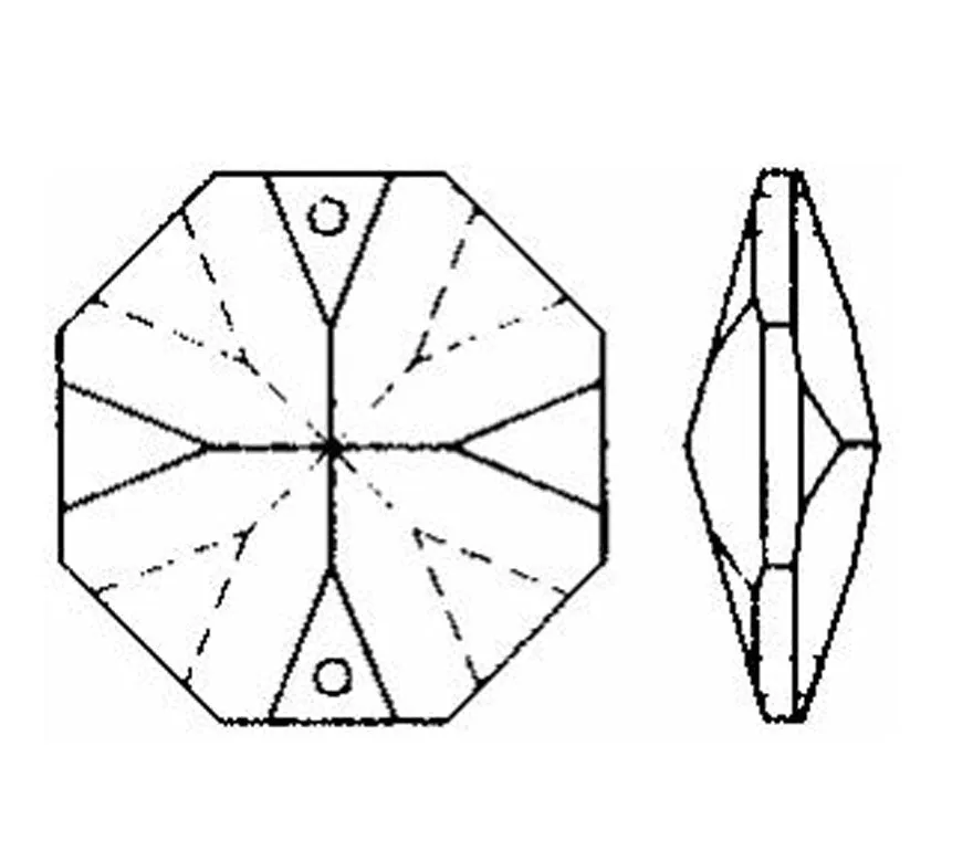 Octagon Crystal 14mm Honey Prism with Two Holes