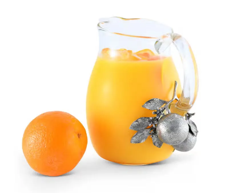 ORANGE BLOOMS GLASS PITCHER