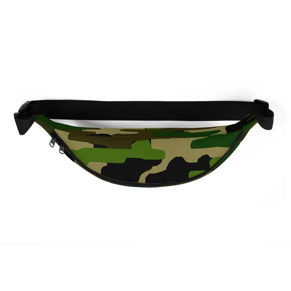 Original Green Camo Fanny Pack, Camouflage Designer Waist Belt Bag Fanny Pack- Made in USA/EU