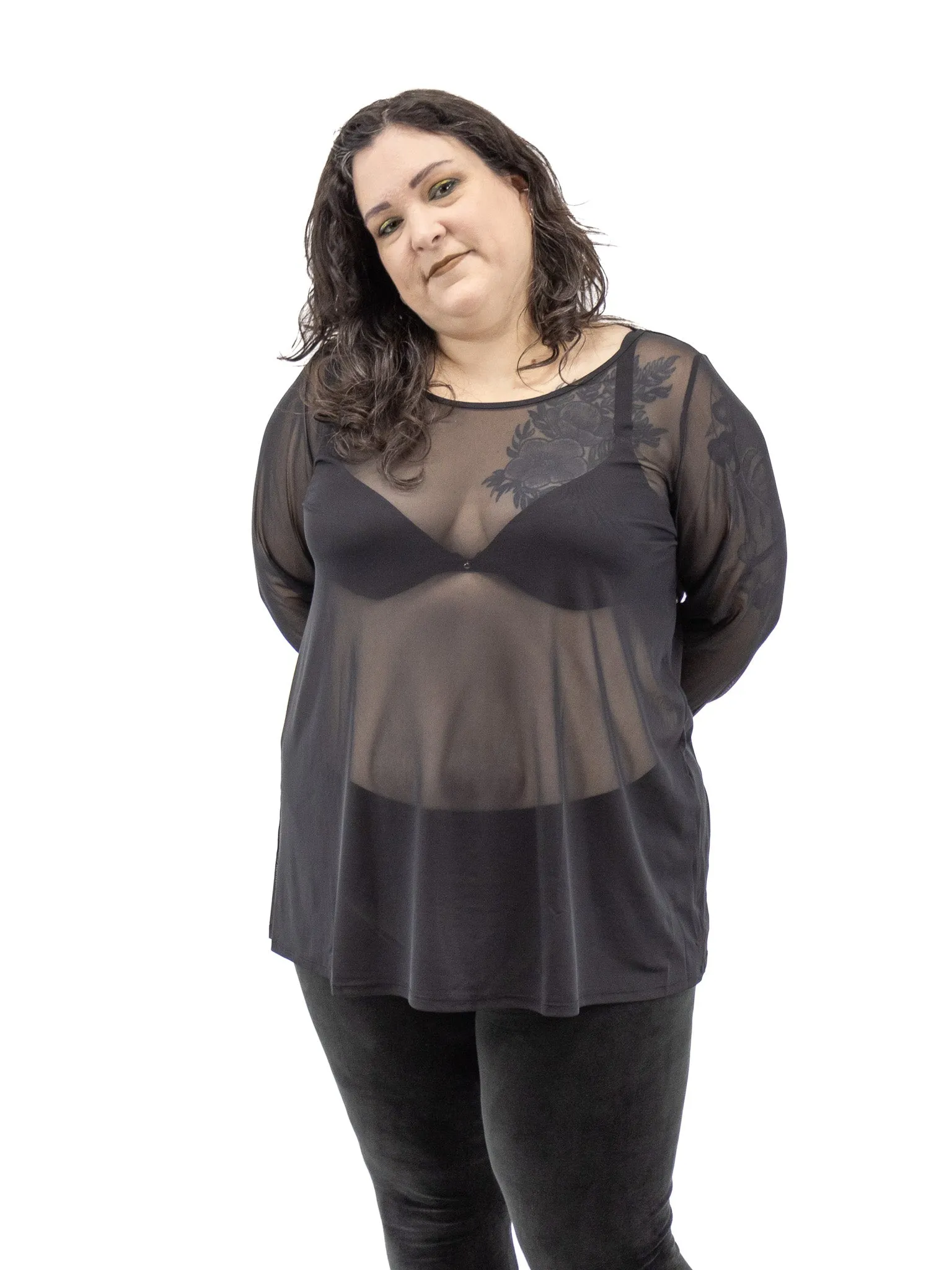 Oversized Mesh Long Sleeve Top FOXBLOOD