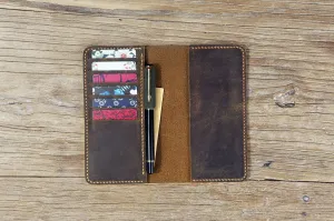 Personalized leather checkbook covers with pen holder