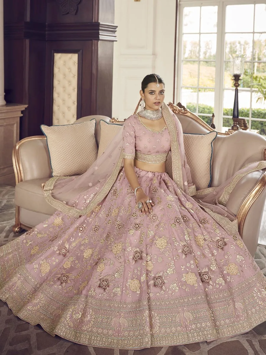 Pink Organza Festive Lehenga Choli