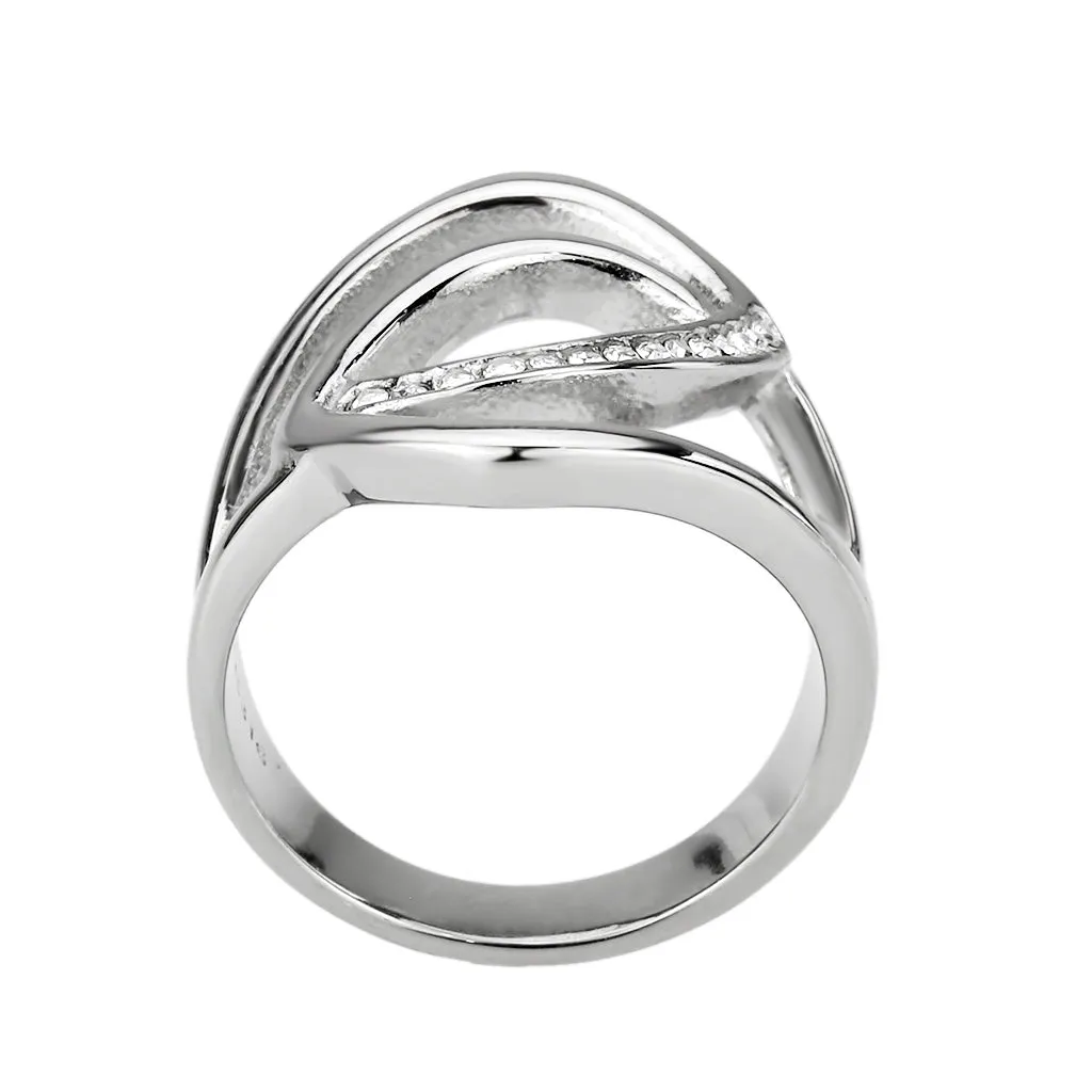 polished Stainless Steel Ring with Top Grade Crystal in Clear for Women Style TK3731