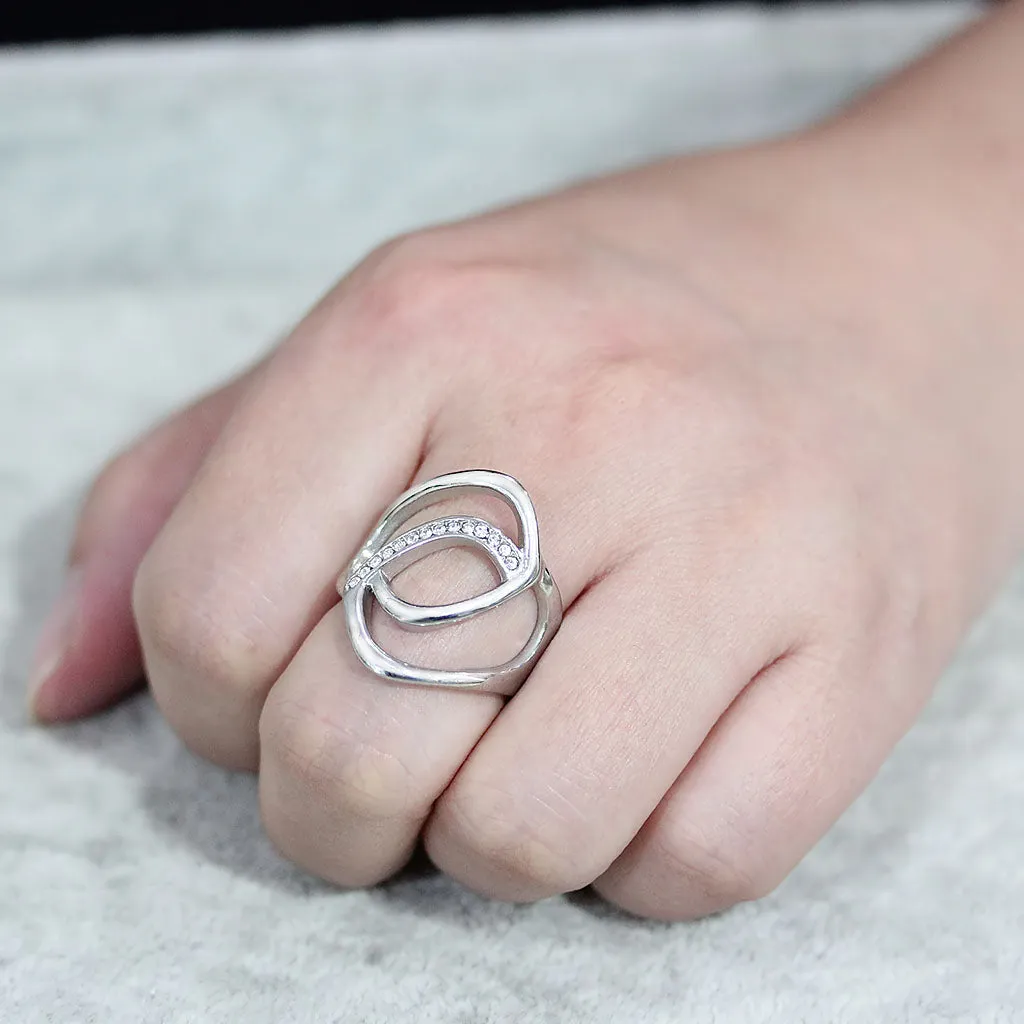 polished Stainless Steel Ring with Top Grade Crystal in Clear for Women Style TK3731