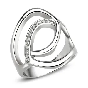 polished Stainless Steel Ring with Top Grade Crystal in Clear for Women Style TK3731