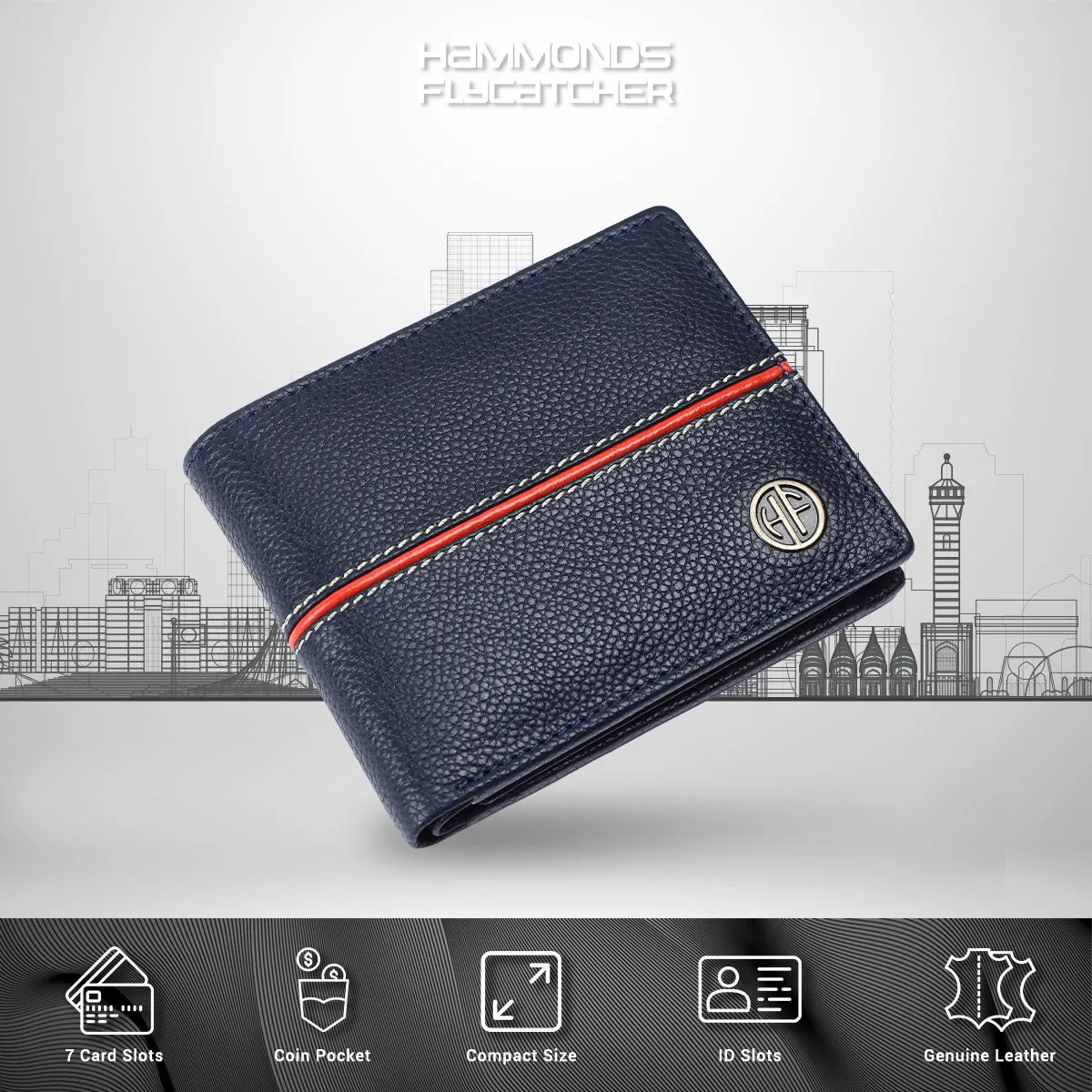 Premium Leather Wallet for Men - RFID Protected - 6 Credit/Debit Card Slots, 2 Hidden Pockets