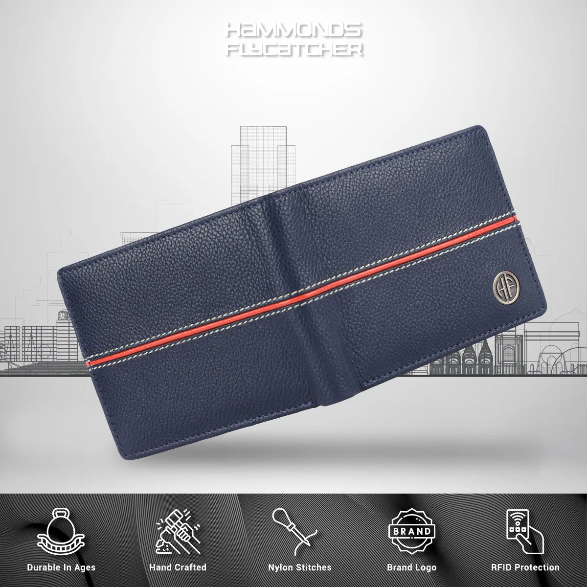 Premium Leather Wallet for Men - RFID Protected - 6 Credit/Debit Card Slots, 2 Hidden Pockets