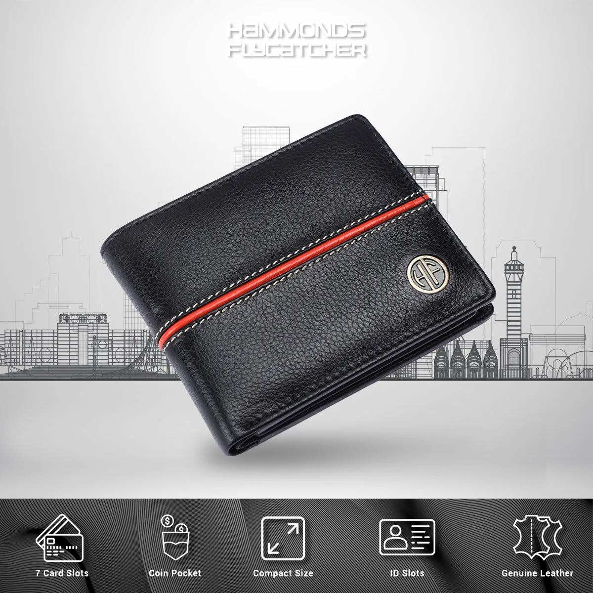 Premium Leather Wallet for Men - RFID Protected - 6 Credit/Debit Card Slots, 2 Hidden Pockets
