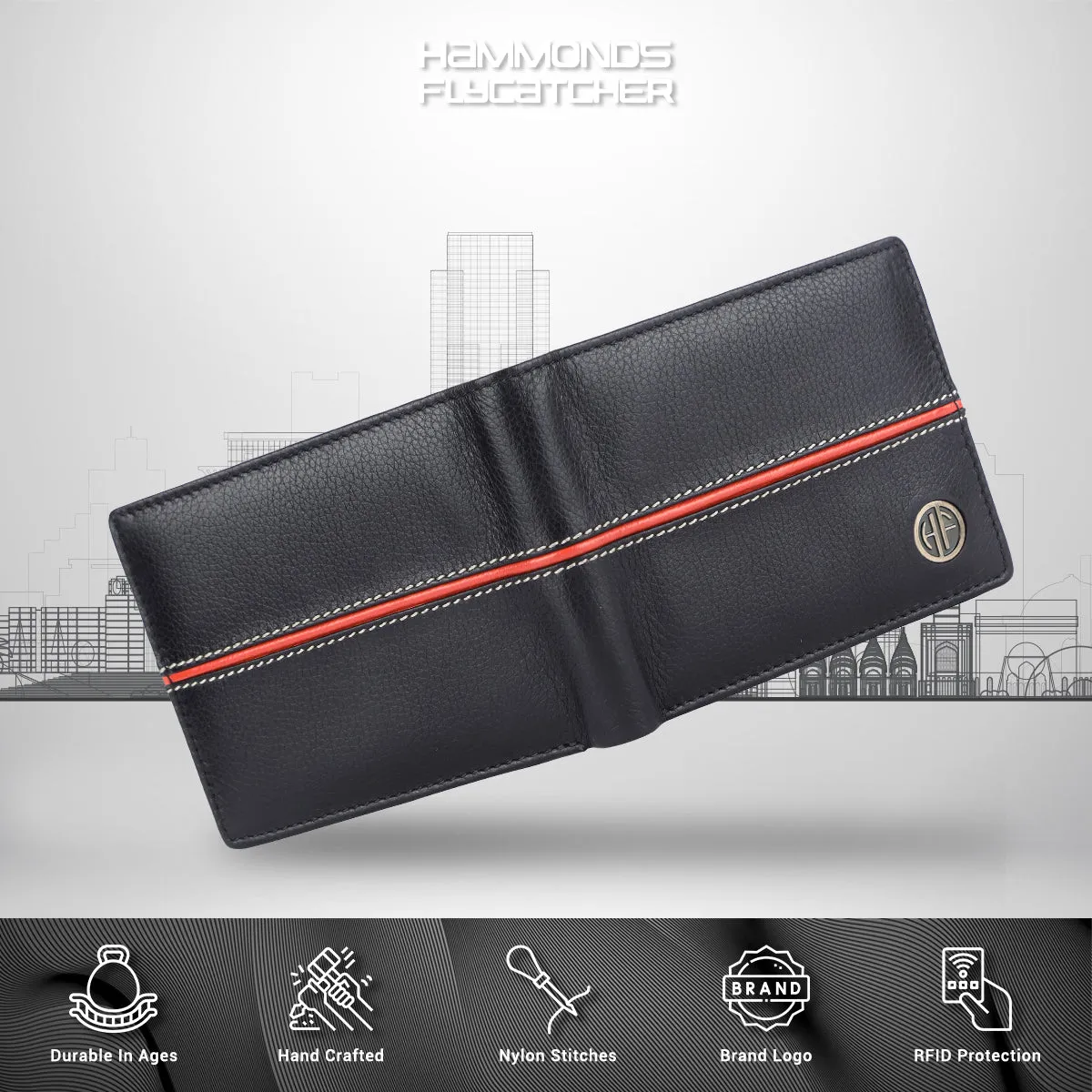 Premium Leather Wallet for Men - RFID Protected - 6 Credit/Debit Card Slots, 2 Hidden Pockets
