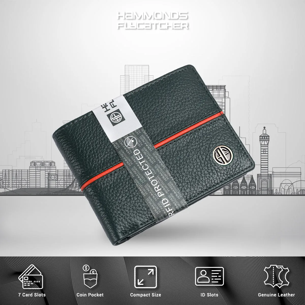Premium Leather Wallet for Men - RFID Protected - 6 Credit/Debit Card Slots, 2 Hidden Pockets