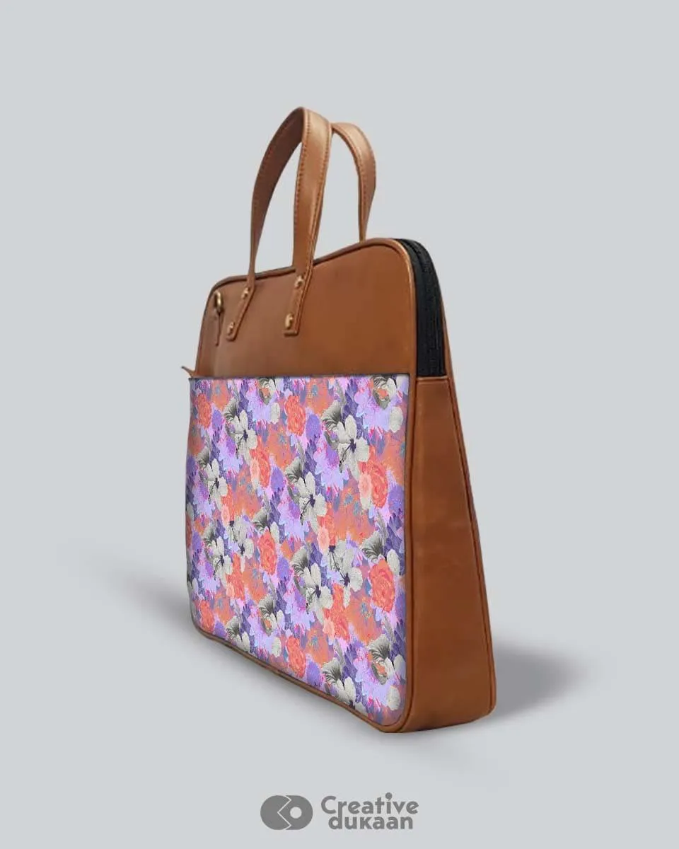 Purple Flora - The Vegan Leather Laptop Bag