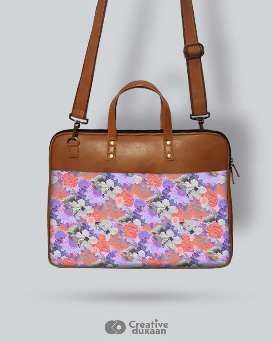 Purple Flora - The Vegan Leather Laptop Bag