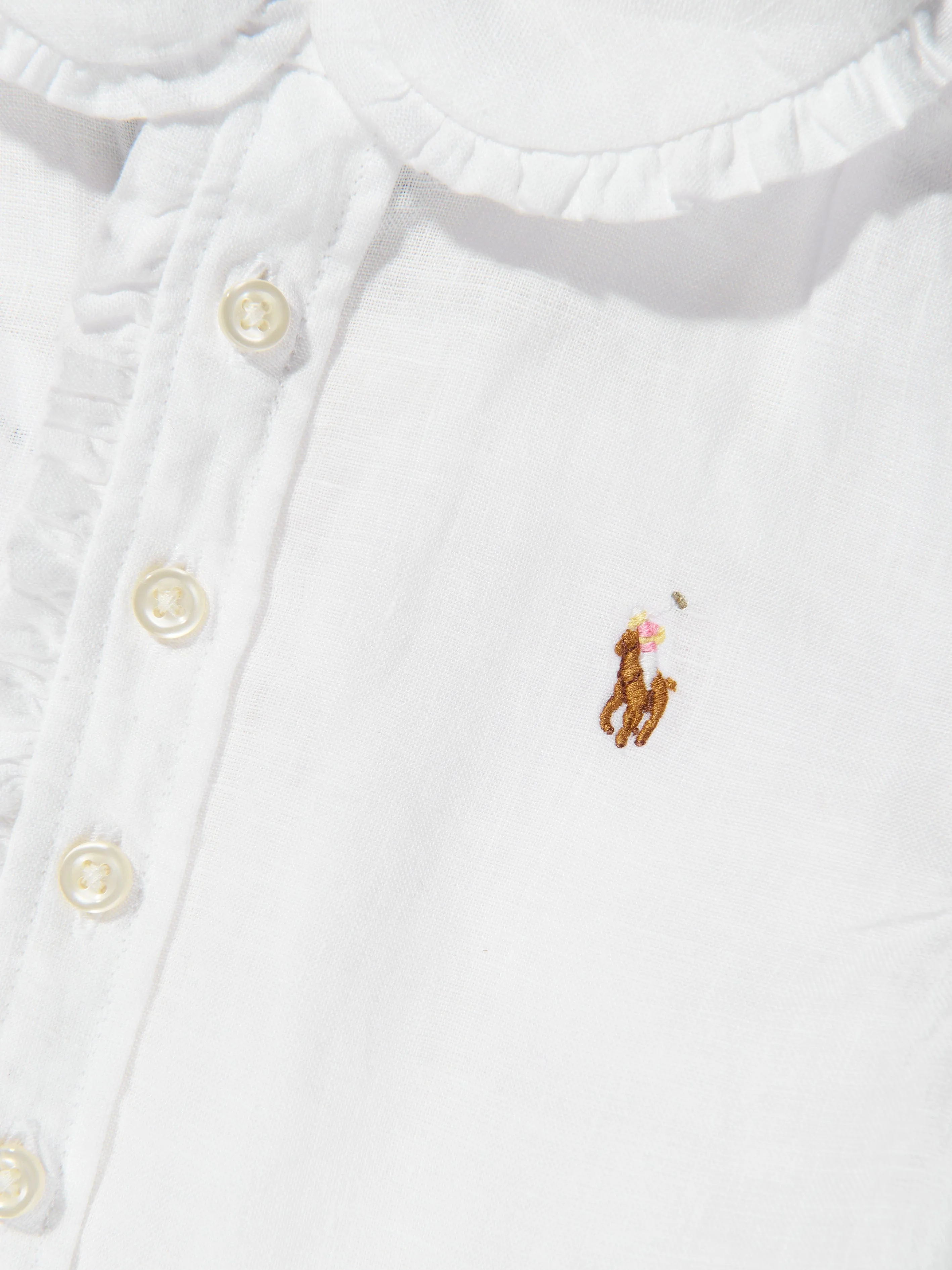 Ralph Lauren Girls Kinsley Button Front Blouse in White