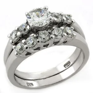 Rhodium 925 Sterling Silver Ring with AAA Grade CZ in Clear for Women Style LOAS1222