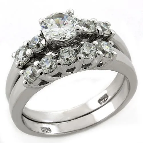 Rhodium 925 Sterling Silver Ring with AAA Grade CZ in Clear for Women Style LOAS1222