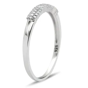 Rhodium 925 Sterling Silver Ring with AAA Grade CZ in Clear for Women Style TS043