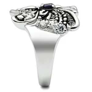 Rhodium Brass Ring with AAA Grade CZ in Amethyst for Women Style 3W204