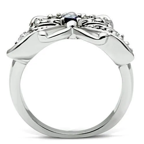 Rhodium Brass Ring with AAA Grade CZ in Amethyst for Women Style 3W204