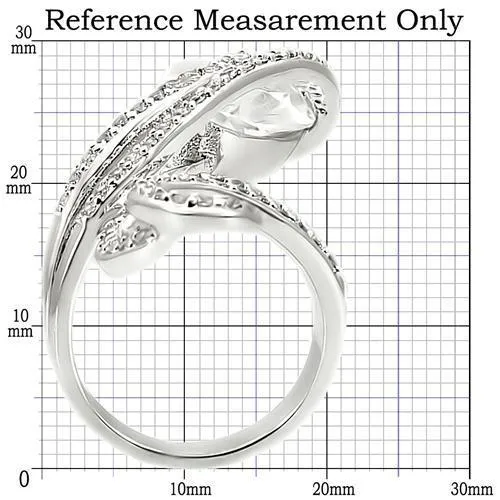 Rhodium Brass Ring with AAA Grade CZ in Clear for Women Style 0W253