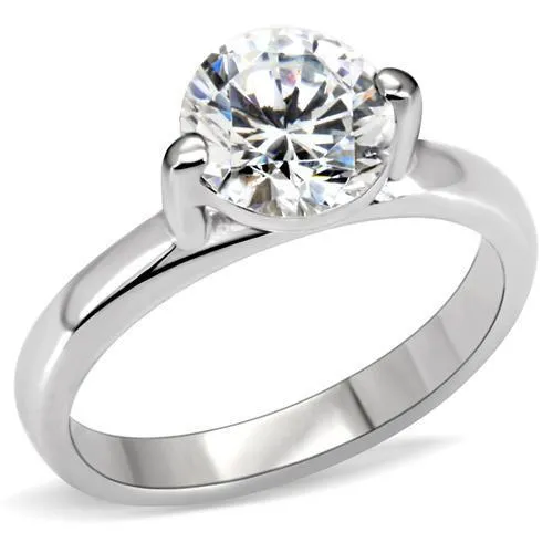 Rhodium Brass Ring with AAA Grade CZ in Clear for Women Style LO1018
