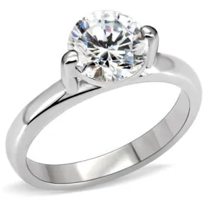 Rhodium Brass Ring with AAA Grade CZ in Clear for Women Style LO1018