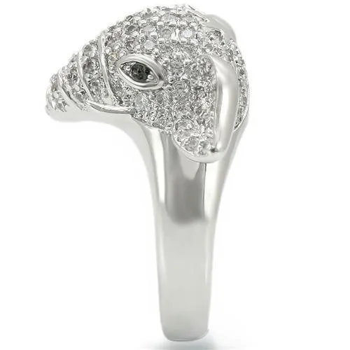 Rhodium Brass Ring with Top Grade Crystal in Jet for Women Style 0W280