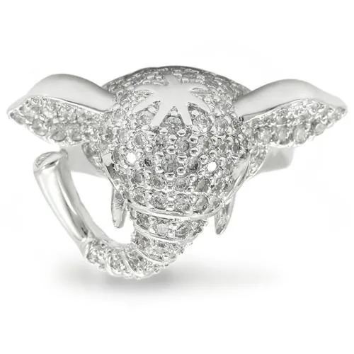 Rhodium Brass Ring with Top Grade Crystal in Jet for Women Style 0W280