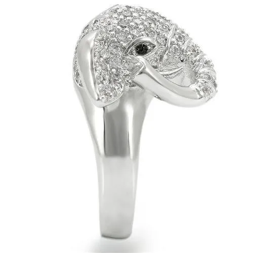 Rhodium Brass Ring with Top Grade Crystal in Jet for Women Style 0W280