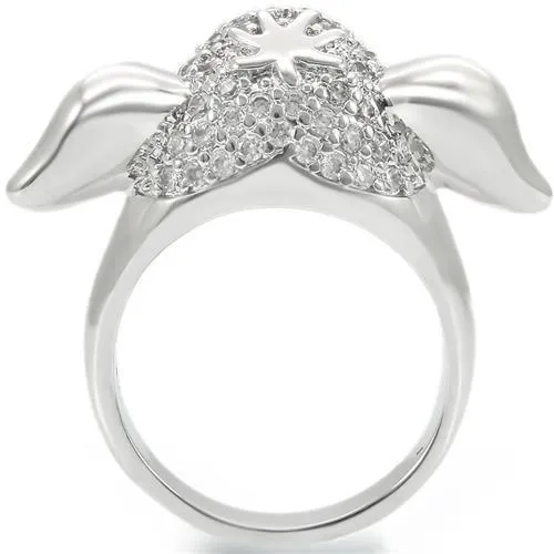 Rhodium Brass Ring with Top Grade Crystal in Jet for Women Style 0W280