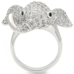 Rhodium Brass Ring with Top Grade Crystal in Jet for Women Style 0W280