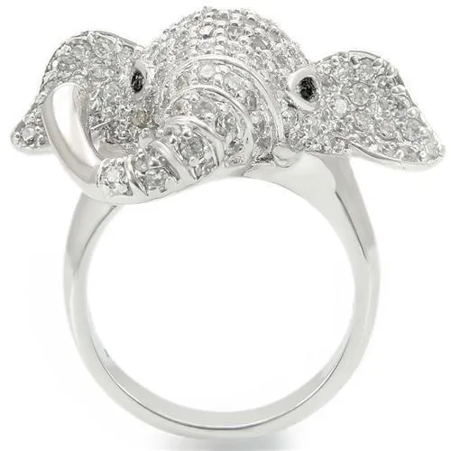 Rhodium Brass Ring with Top Grade Crystal in Jet for Women Style 0W280