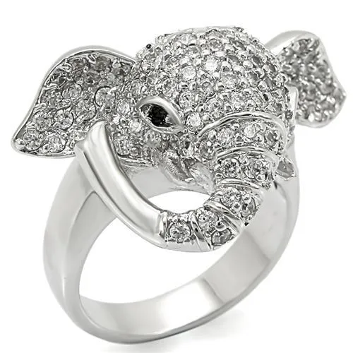 Rhodium Brass Ring with Top Grade Crystal in Jet for Women Style 0W280