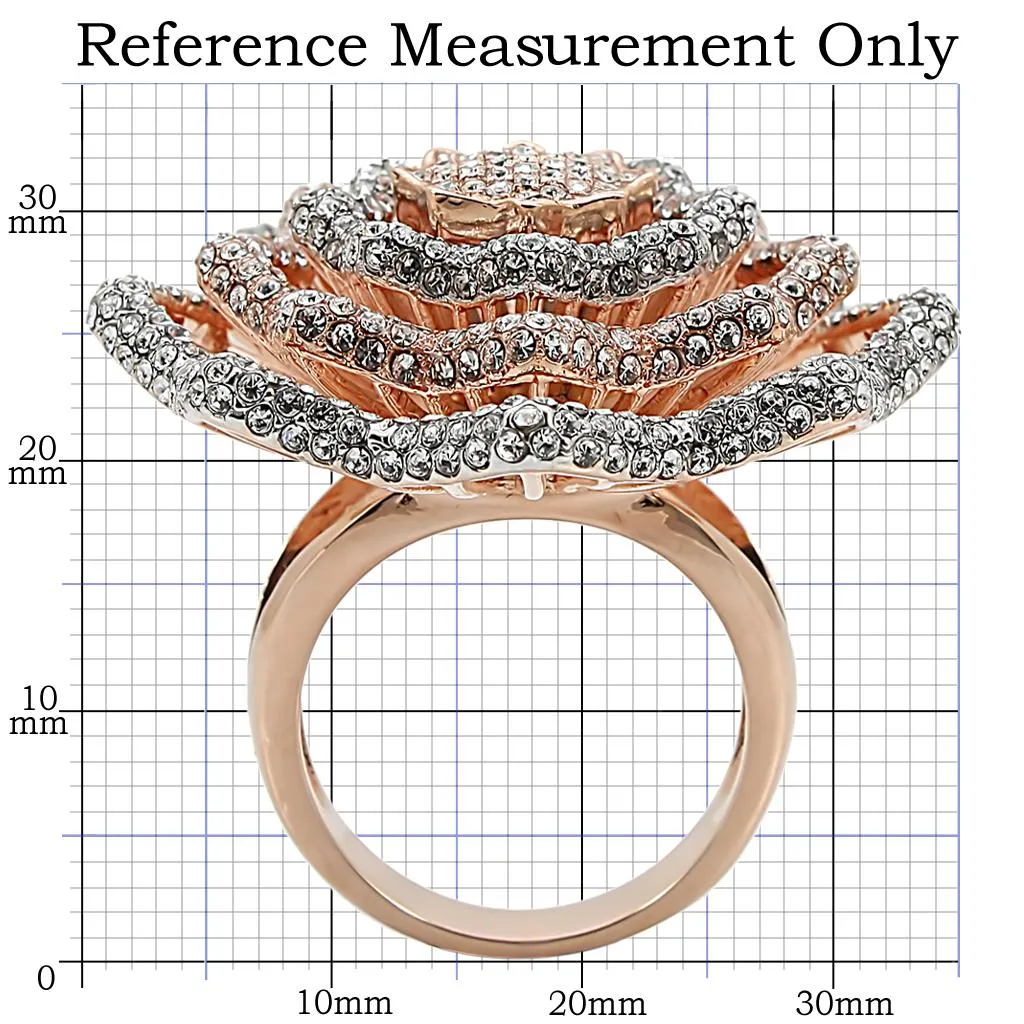 Rose Gold   Rhodium Brass Ring with Top Grade Crystal in Clear for Women Style 1W023
