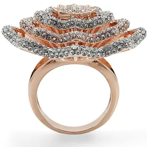 Rose Gold   Rhodium Brass Ring with Top Grade Crystal in Clear for Women Style 1W023