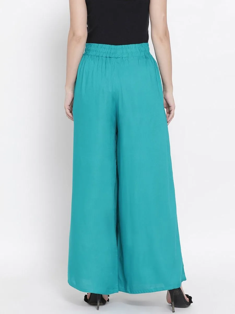 Rupa Softline Blue Palazzo Pants for Ladies