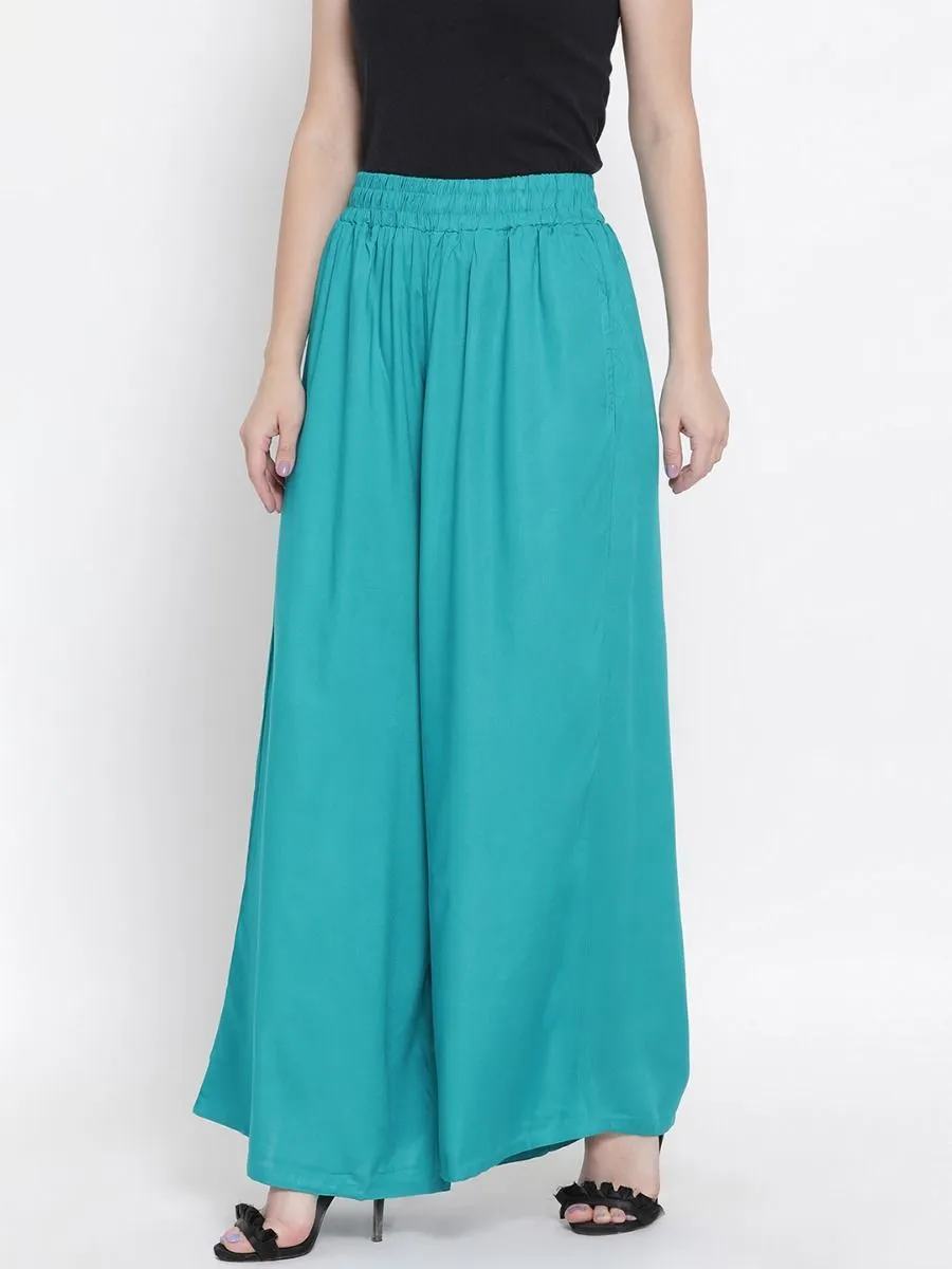 Rupa Softline Blue Palazzo Pants for Ladies