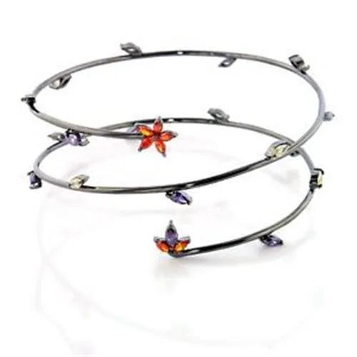 Ruthenium Brass Arm Loop with AAA Grade CZ in Multi Color for Women Multi Color Stone Color Style LOA453