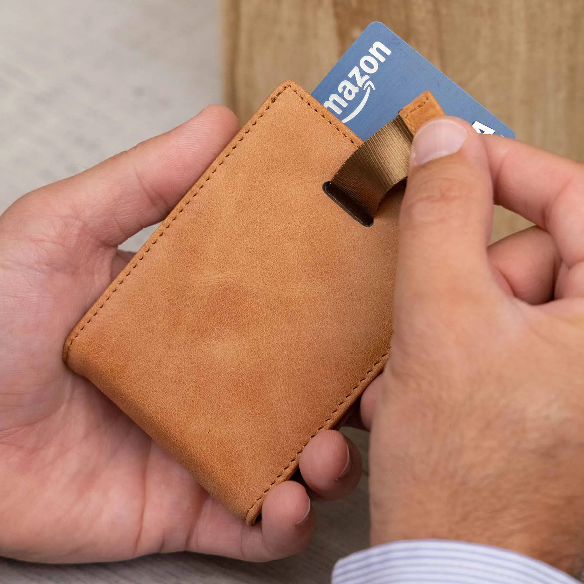 Saddle Brown Leather Slim Wallet | Wyatt