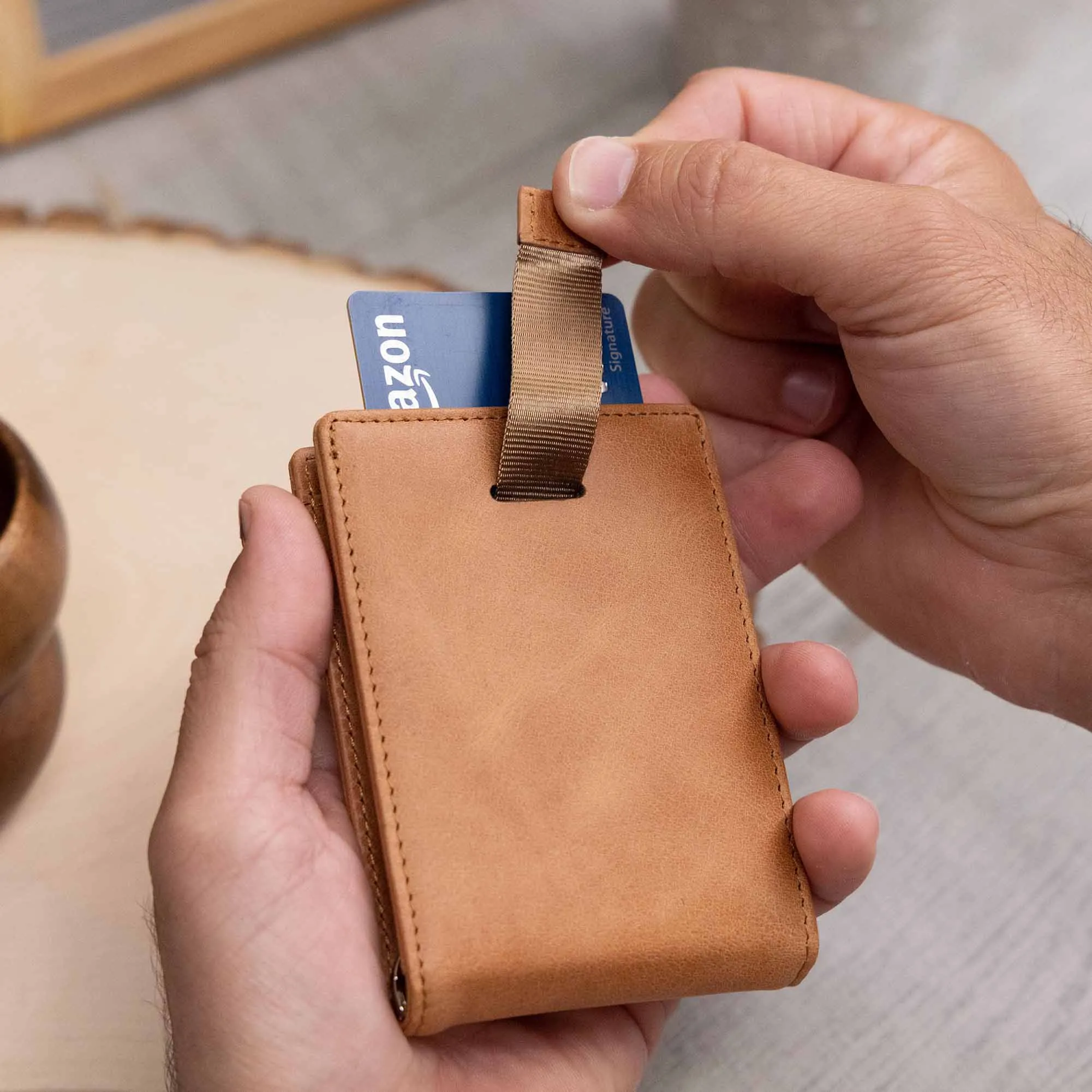 Saddle Brown Leather Slim Wallet | Wyatt