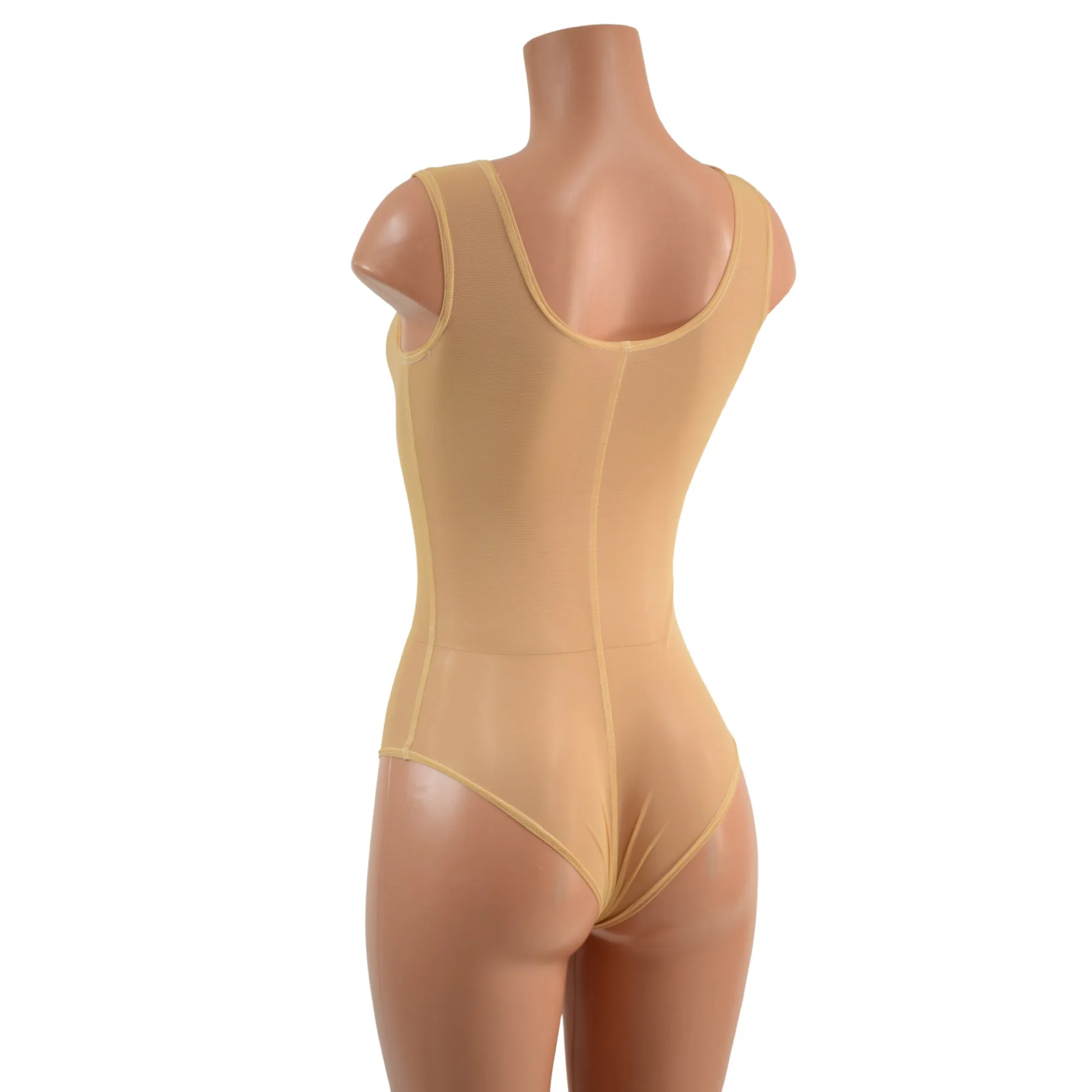 Sheer Mesh Tank Romper with Siren Cut Leg