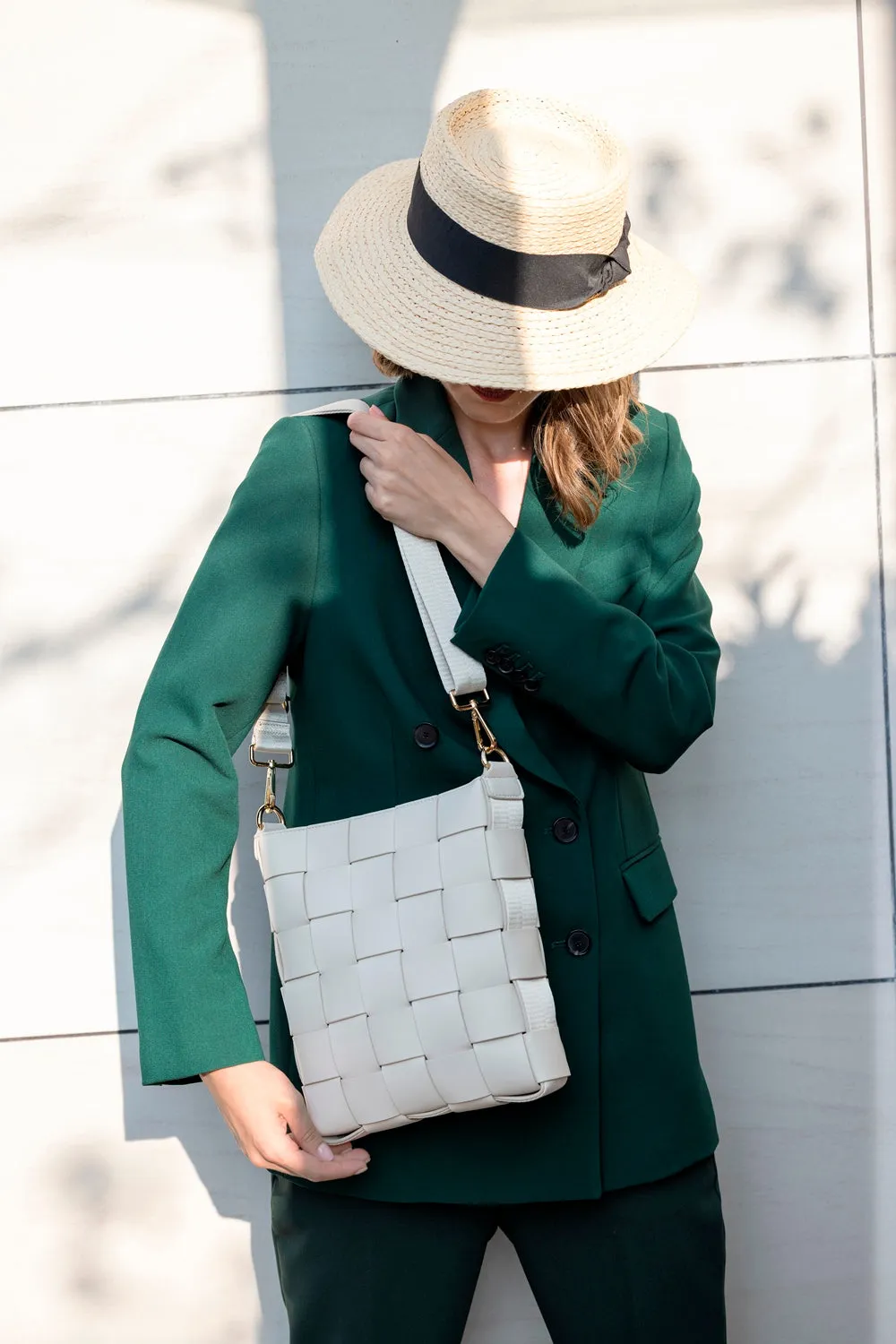 Shoulder Bag | Braided Strap Bag | Grey White | Vegan