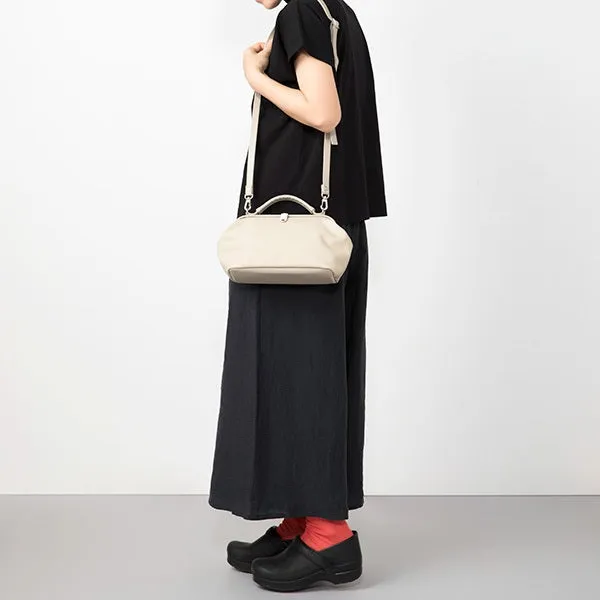 Small 2WAY handbag/shoulder Bag - Doctors Bag Design / Stone Gray -