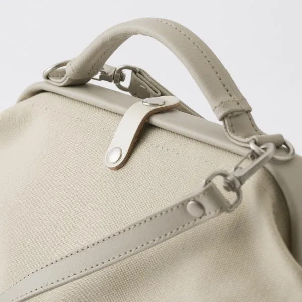 Small 2WAY handbag/shoulder Bag - Doctors Bag Design / Stone Gray -